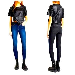 NWT FRAME Le One Mid-rise Skinny Jeans Dual Colors Blue Black